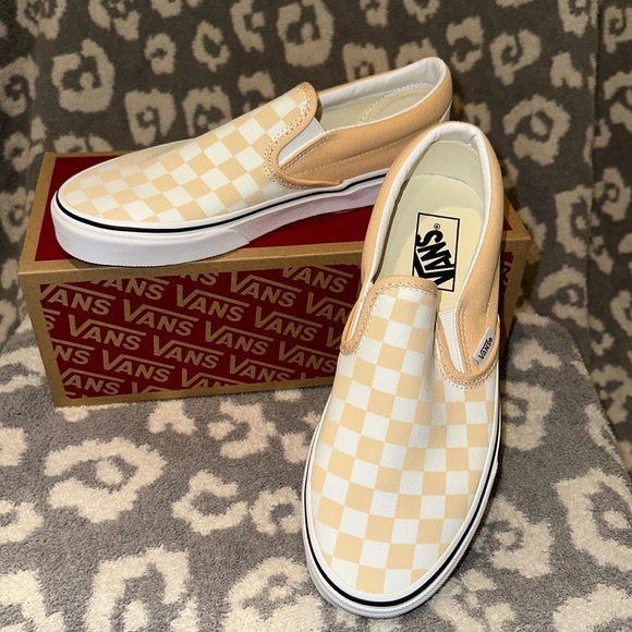 Vans Classic Slip-On Theory Checkerboard 🍯 Honey Peach🍑 New 🆕 & Never Worn - Picture 12 of 17
